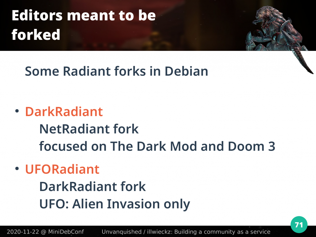 Radiant forks already shipped in Debian
