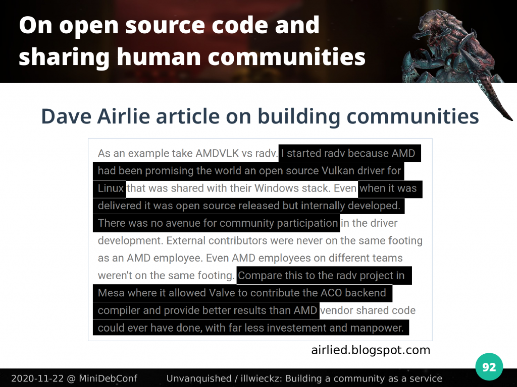 Dave Airlie blog post quote screenshot