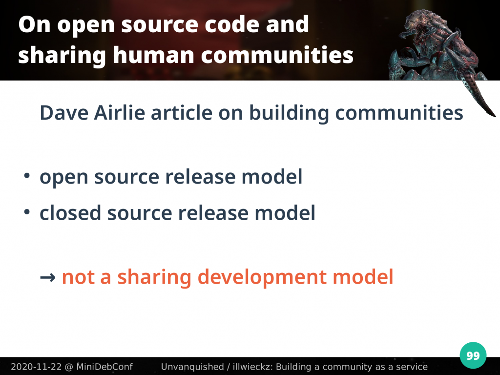 Source release model is not a sharing development model