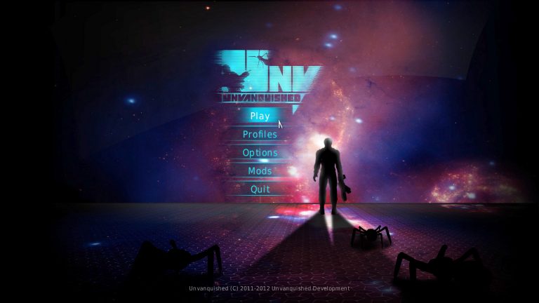 The main menu of Unvanquished 0.6.0 alpha in 2012.