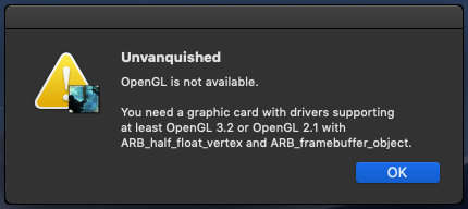 Missing OpenGL error message.